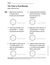 Tell Time to Five Minutes (Gr. 2)