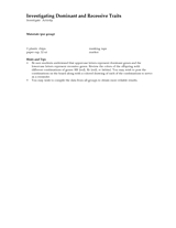 Investigate Activity: Investigating Dominant and Recessive Traits